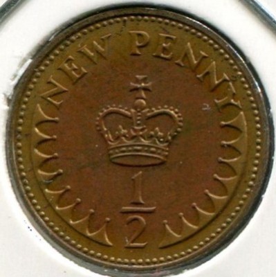 Монета Великобритания 1/2 пенни 1978 год.