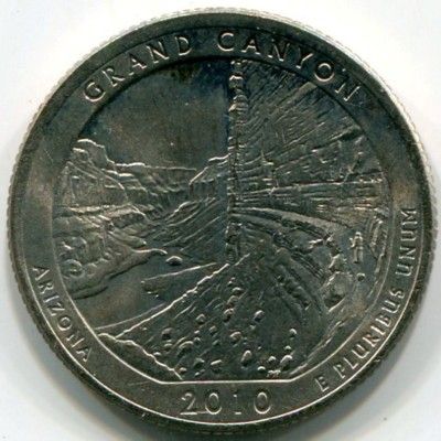 Монета США 25 центов 2010 год. Национальный парк Гранд-Каньон. P 1