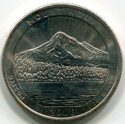 Монета США 25 центов 2010 год. Национальный лес Маунт Худ. P