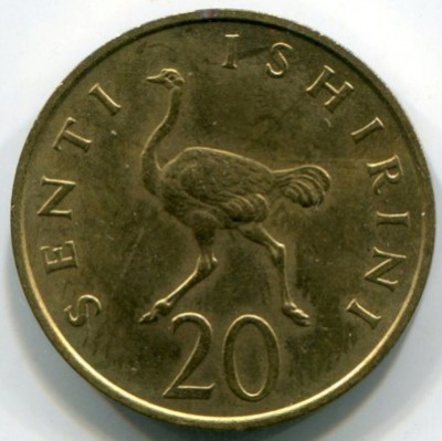 Монета Танзания 20 центов 1975 год.