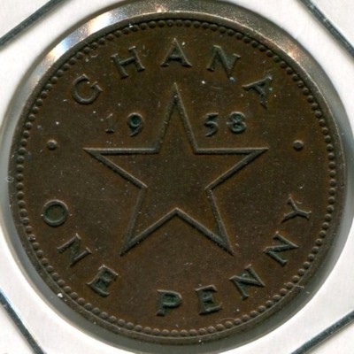 Монета Гана 1 пенни 1958 год.