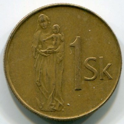 Монета Словакия 1 крона 1995 год.
