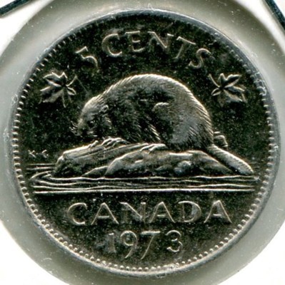 Монета Канада 5 центов 1973 год. Королева Елизавета II