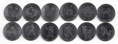 Сомалиленд, набор монет 10 шиллингов, знаки зодиака 2012 г.