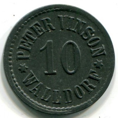 Монета Вальдорф 10 пфеннигов 1920 год. Нотгельд