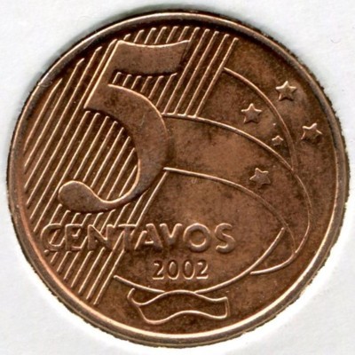 Монета Бразилия 5 сентаво 2009 год.