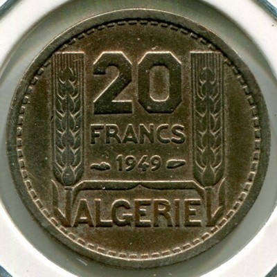 Монета Алжир 20 франков 1949 год.