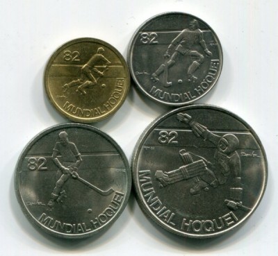 Португалия набор из 4-х монет 1982 год. Чемпионат мира по хоккею на роликах.