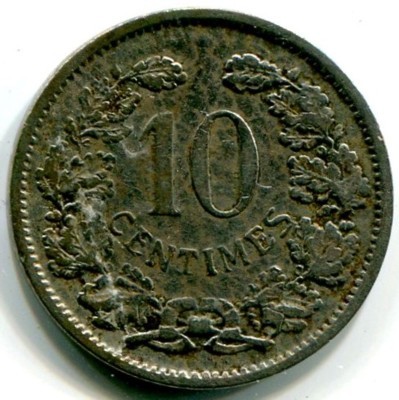 Монета Люксембург 10 сантимов 1901 год.