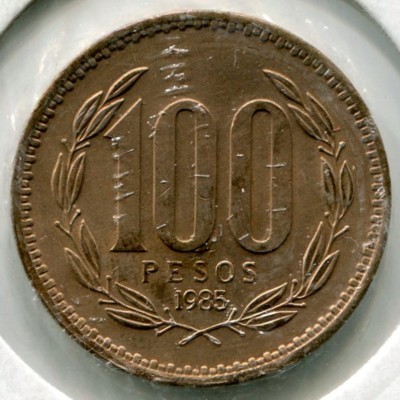 Монета Чили 100 песо 1985 год.