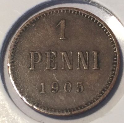 Монета Русская  Финляндия  1 пенни 1905 год