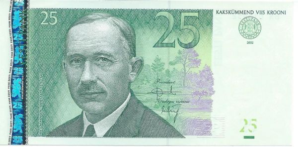 Банкнота Эстония 25 крон 2002 год