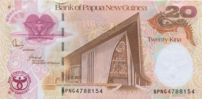Папуа Новая Гвинея, банкнота 20 кина 2008 г.