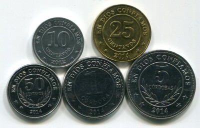 Никарагуа набор из 5-ти монет.