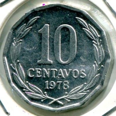 Монета Чили 10 сентаво 1978 год.