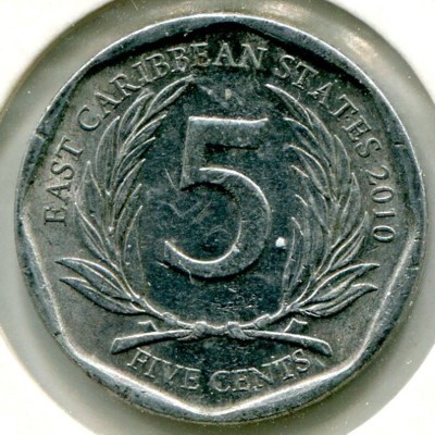 Монета Восточные Карибы 5 центов 2010  год.