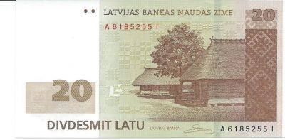 Банкнота Латвия 20 латов 2009 год