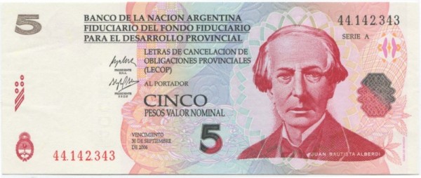 Аргентина 5 песо 2006 г.