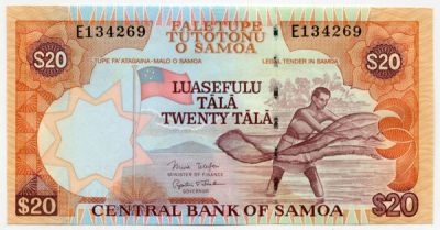 Банкнота Самоа 20 тала 2002 год.
