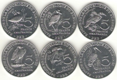 Бурунди, набор монет, 5 франков 2014 г.
