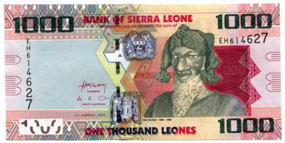 Банкнота Сьерра-Леоне 1000 леоне 2013 год.