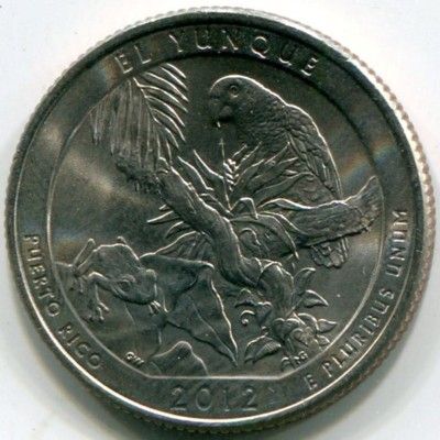 Монета США 25 центов 2012 год. Национальный лес Эль-Юнке. D