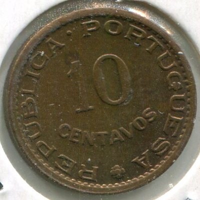 Монета Острова Сан-Томе и Принсипи 10 сентаво 1962 год.