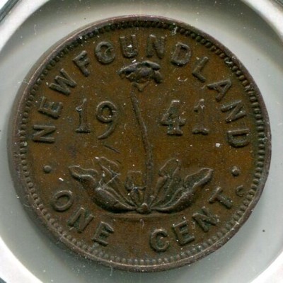 Монета Ньюфаундленд 1 цент 1941 год.