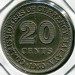 Монета Британская Малайя 20 центов 1950 год.