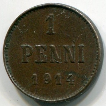 Монета Русская Финляндия 1 пенни 1914 год.