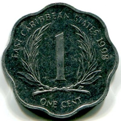 Монета Восточные Карибы 1 цент 1998 год. 