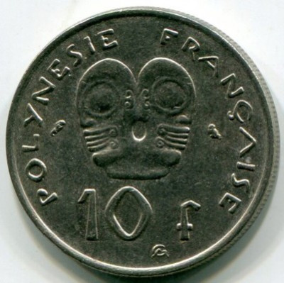 Монета Французская Полинезия 10 франков 1973 год.