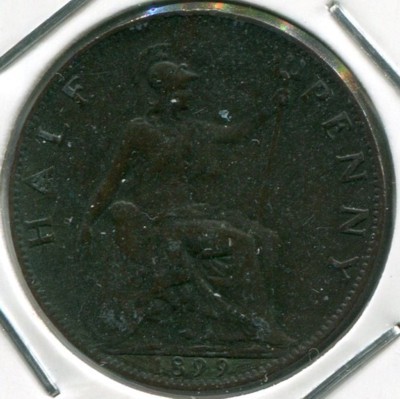 Монета Великобритания 1/2 пенни 1899 год. Королева Виктория