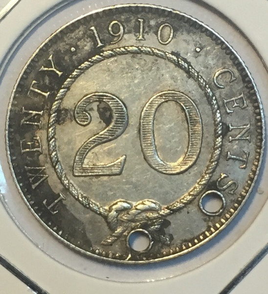 Монета Саравак 1910 год 20 центов