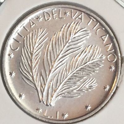Монета Ватикан 1 лира 1973 год