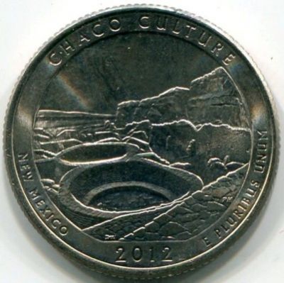 Монета США 25 центов 2012 год. Национальный исторический парк Чако. D