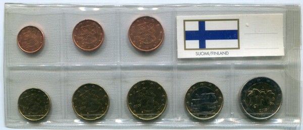 Финляндия годовой набор из 8-ми монет евро 2009 год.