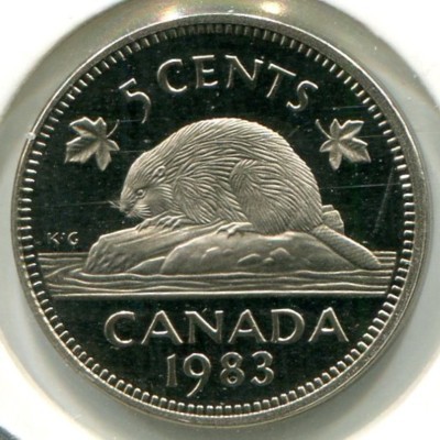 Монета Канада 5 центов 1983 год. Королева Елизавета II