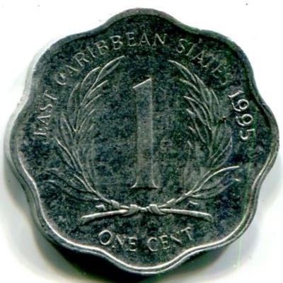 Монета Восточные Карибы 1 цент 1995 год. 