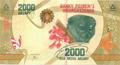 Банкнота Мадагаскар 2000 ариари 2017 год.
