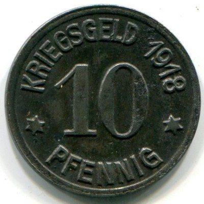 Монета Кобленц 10 пфеннигов 1918 год. Нотгельд