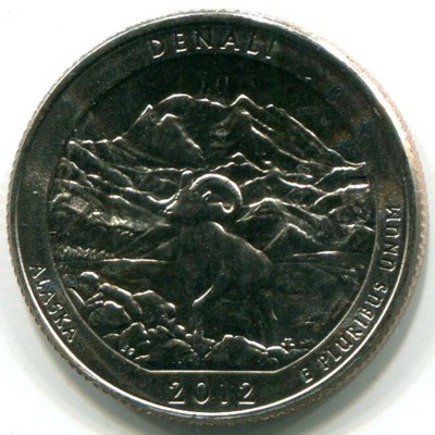 Монета США 25 центов 2012 год. Национальный парк Денали. D