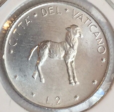 Монета Ватикан 2 лиры 1973 год 