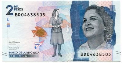 Банкнота Колумбия 2000 песо 2019 год. 