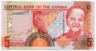 Банкнота Гамбия 5 даласи 2006 год.