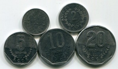 Коста-Рика набор из 5-ти монет.