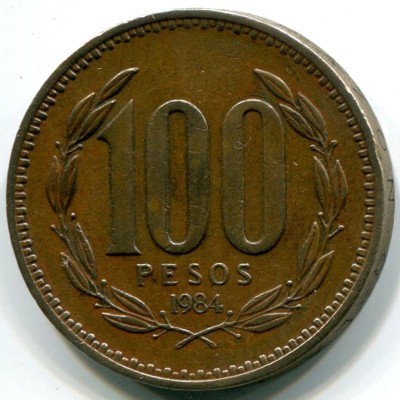 Монета Чили 100 песо 1984 год.