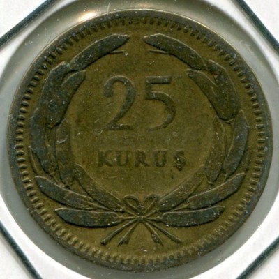 Монета Турция 25 куруш 1956 год.