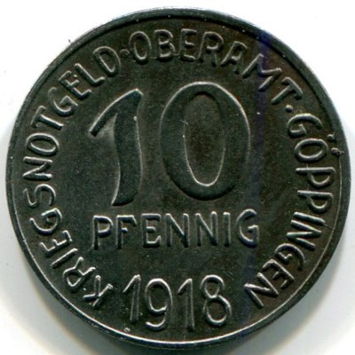 Монета Гёппинген 10 пфеннигов 1918 год. Нотгельд