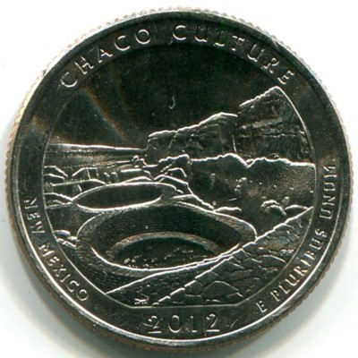 Монета США 25 центов 2012 год. Национальный исторический парк Чако. P